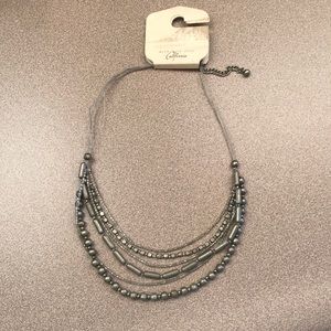 Silver beaded multilayered necklace! NWT!